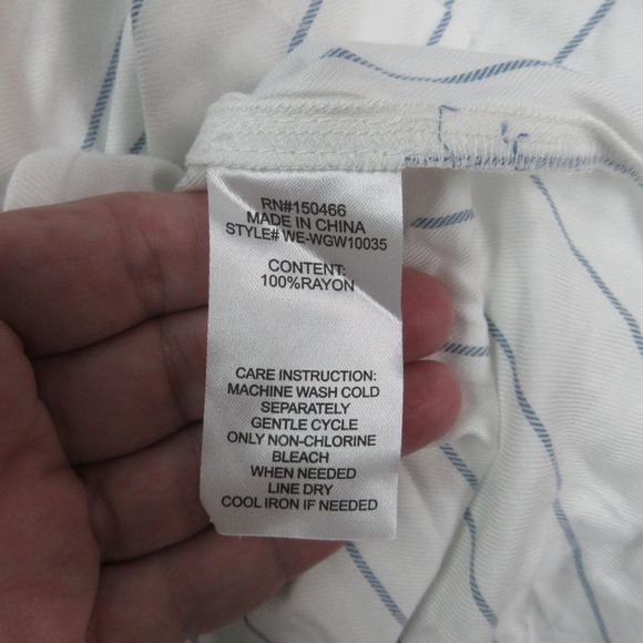 Market & Spruce Blouse Womens Medium White Blue Stripe Maisie Button Rayon NWT - Picture 10 of 13